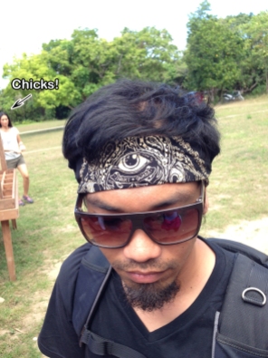 "If you wear it, they will come."... Master photo/video editor, Jake (the Snake) Espedido while on assignment in Palawan.